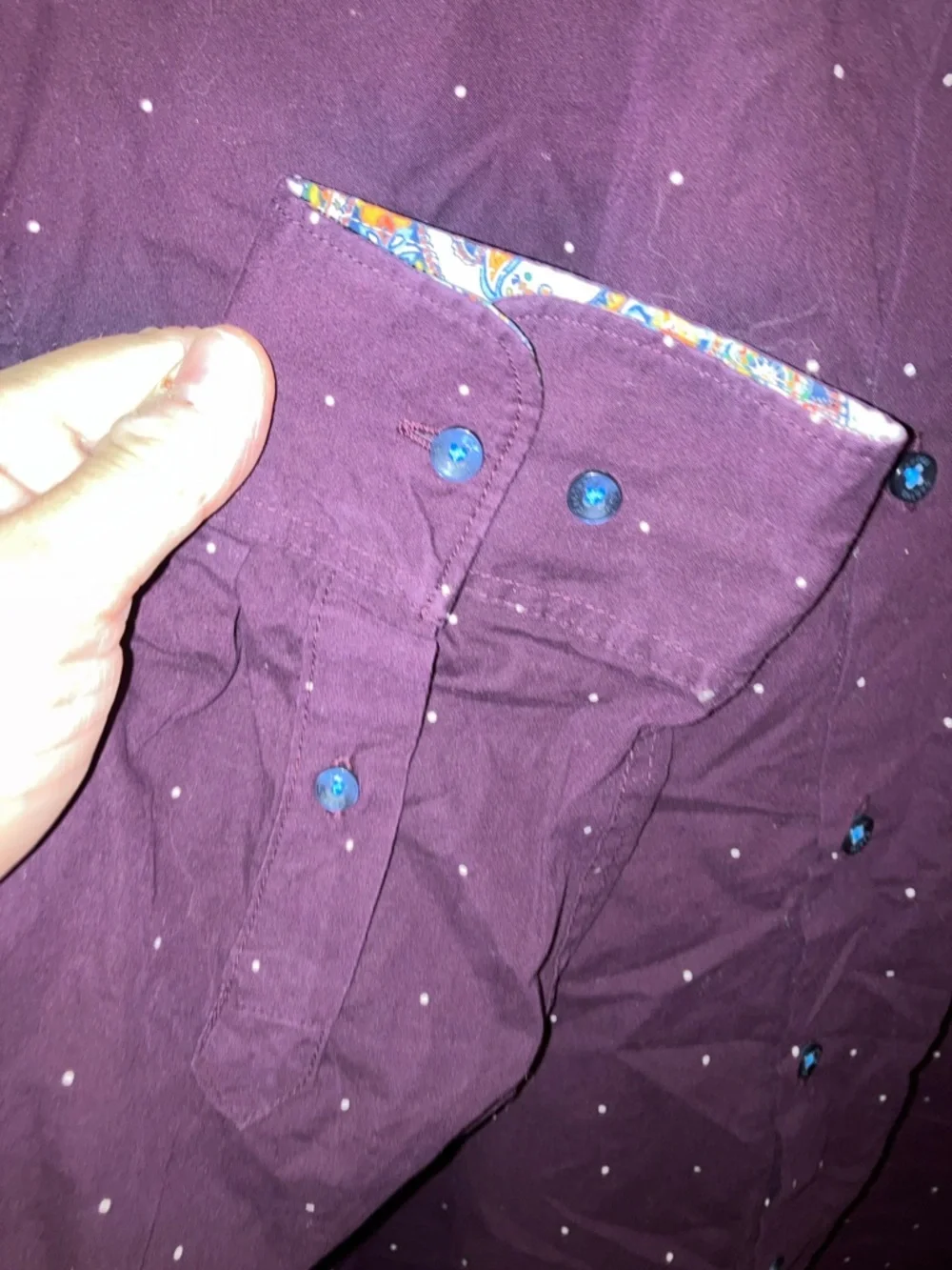 Cactus Man Ricky Singh Men's Burgundy Dot-Print Dress Shirt Medium - Picture 3 of 5